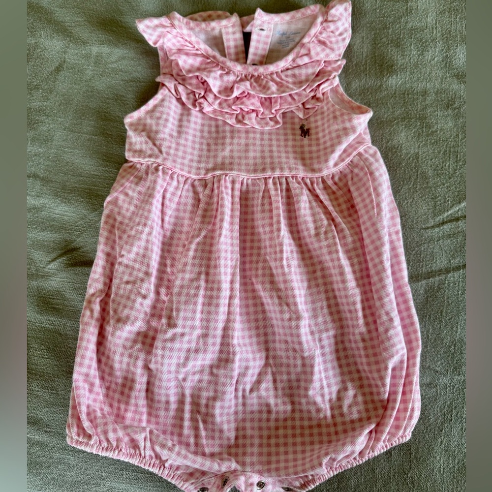 Ralph Lauren Pink Gingham onesie